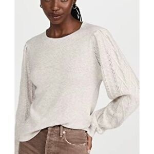 Splendid Collection Cupid grey cashmere wool blend puff knit sleeve sweater